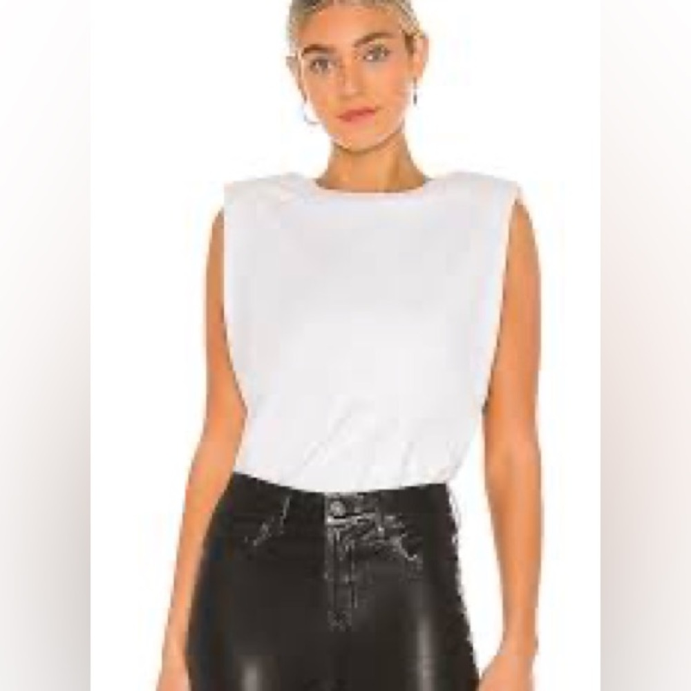 ALL SAINTS CONI SHOULDER PADDED COTTON TANK XS White